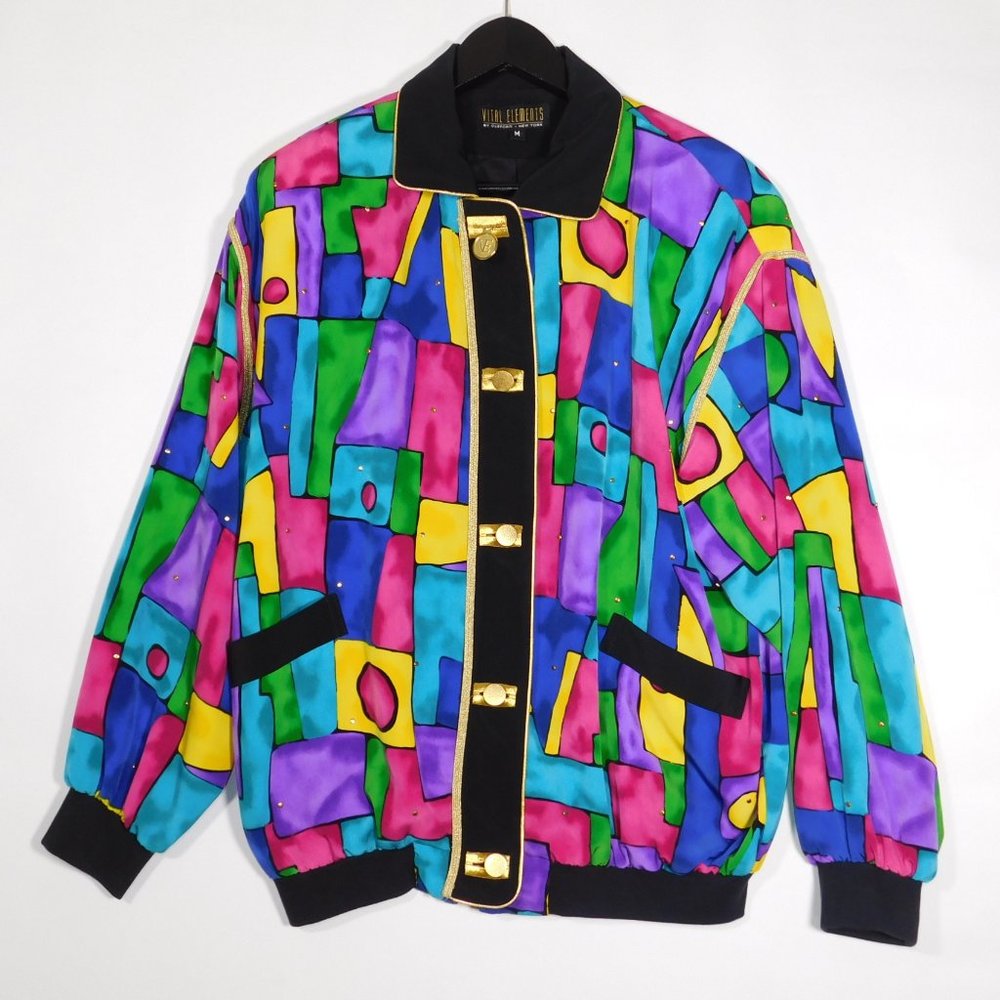 Vintage VITAL ELEMENTS by Clifford New York Women's Full Zip Multicolor Jacket M